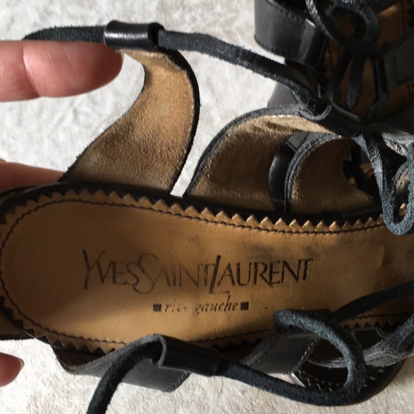SOLD • YSL Rive Gauche Gladiator Heels sz 9 • - Picture 5 of 8